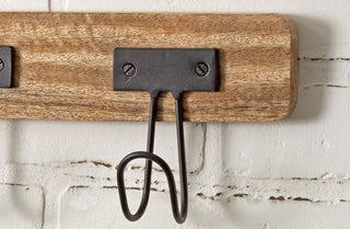 Double Hook Wooden Wall Rack