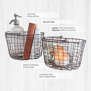 Nesting Wire Baskets with Handles, Set of 2