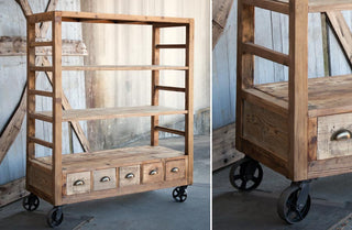 Vintage Style Rolling Factory Shelves