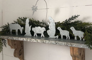 Galvanized Metal Standing Nativity Scene