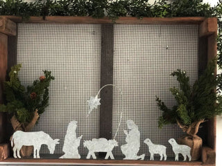 Galvanized Metal Standing Nativity Scene