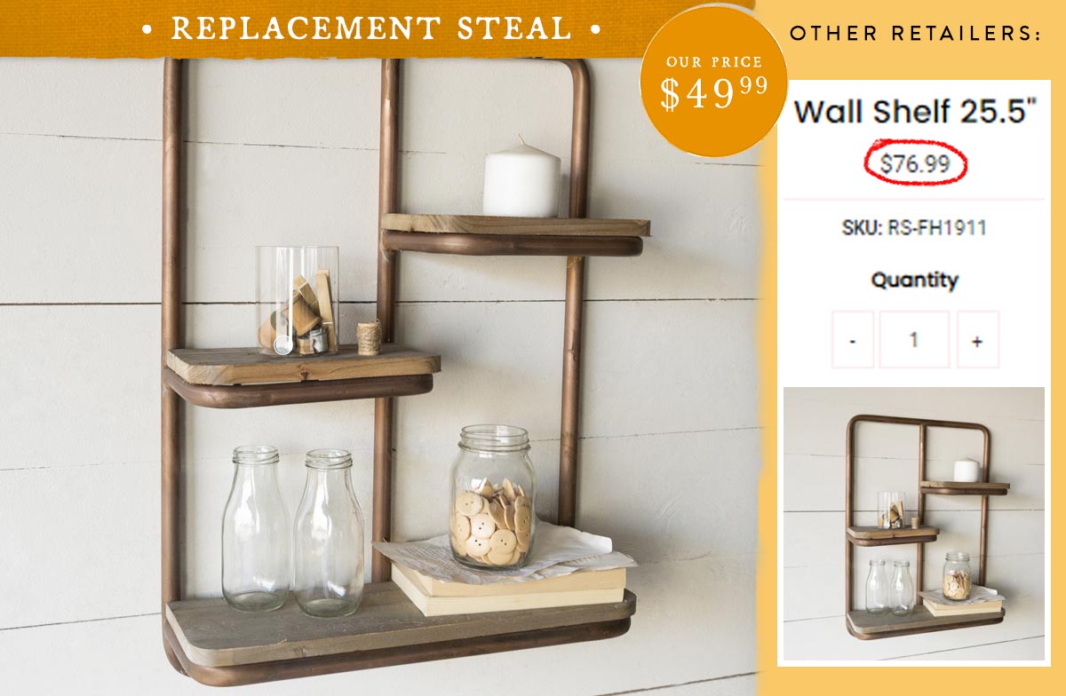 Three Tier Rustic Wall Shelf - Decor Steals