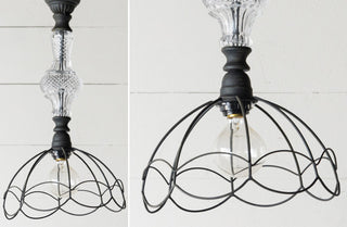 Wire Pendant Light with Glass Detail