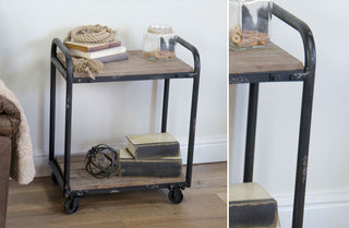 Distressed Black Rolling Cart