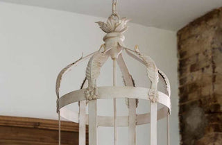 White Distressed Lantern Chandelier