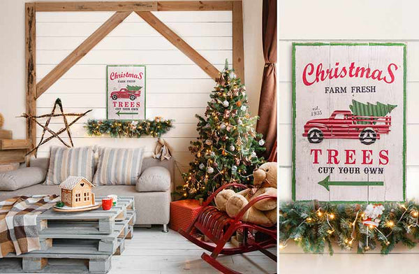 Farm Fresh Christmas Trees Red Truck Pillow - Trends Bedding