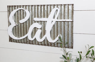 Corrugated Metal "Eat" Sign