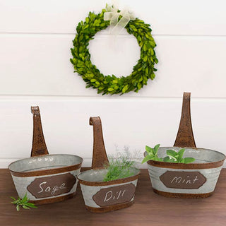 Tin Wall Buckets with Chalkboard  Set of 3