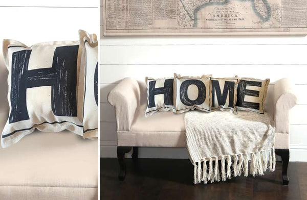 HOME Letter Throw Pillows - Farmhouse Touches - Decor Steals