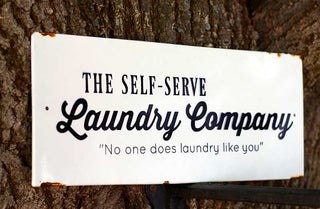 Distressed Metal Self Serve Laundry Sign