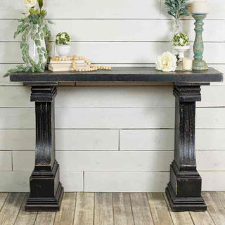 Distressed Black Wooden Console Table