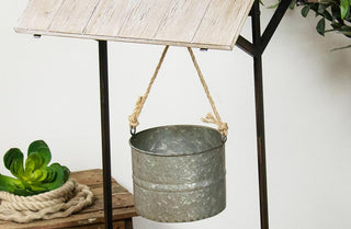 Galvanized Metal Wishing Well Decor