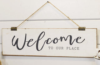 Shiplap Inspired Hanging Welcome Sign