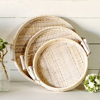 Wicker Trays With Handles, Set of 3