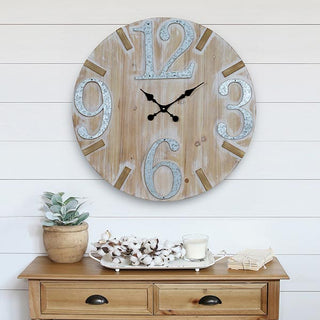 *HUGE* Wooden Clock With Galvanized Numbers