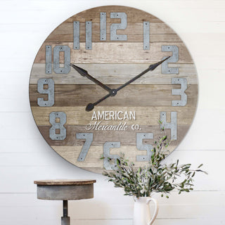 HUGE American Mercantile Barn Wood Clock