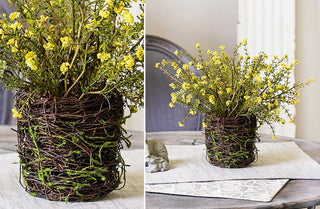 Floral Plant with Twig Basket